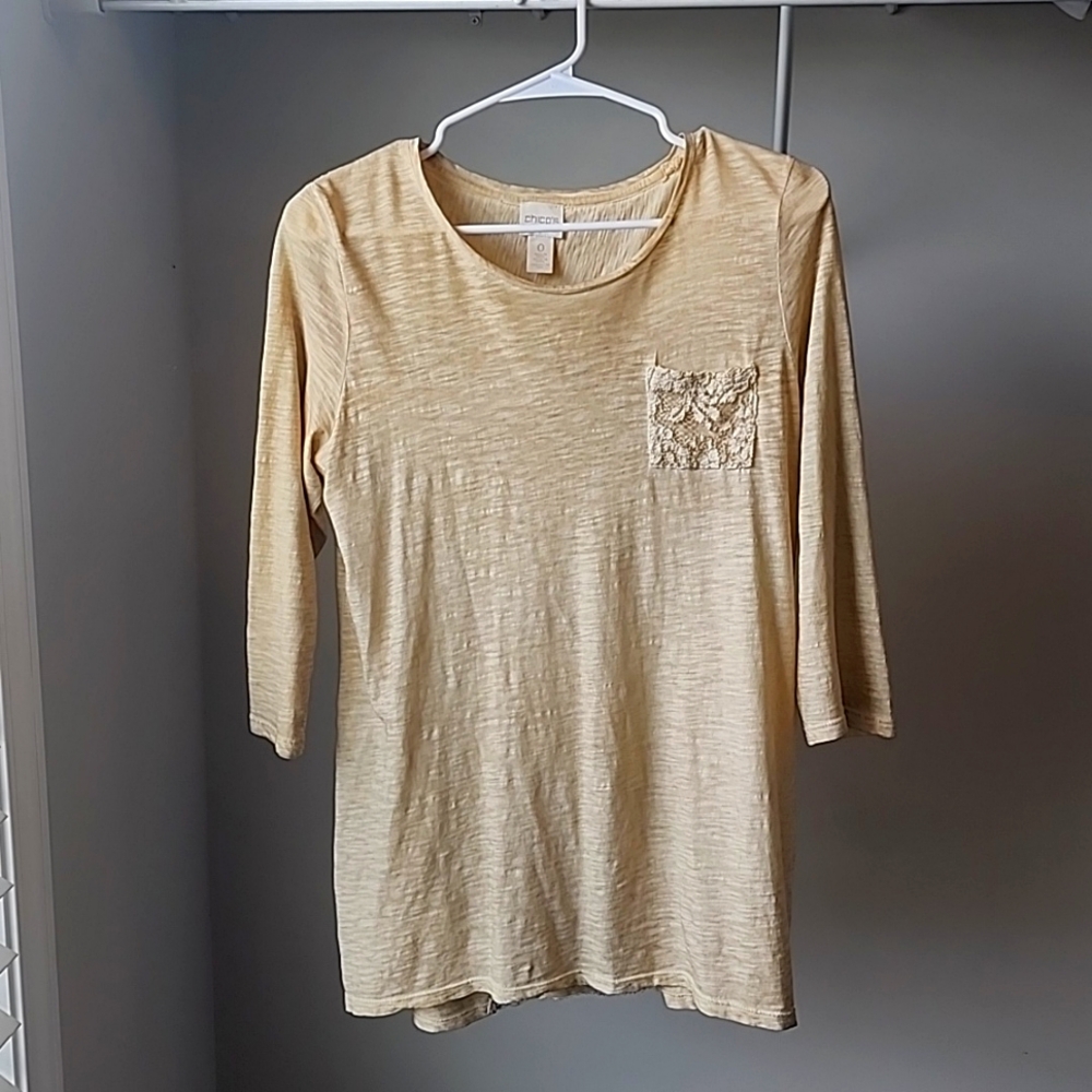 Women's  chicos long sleeve laced shirt cream colored plus size 0